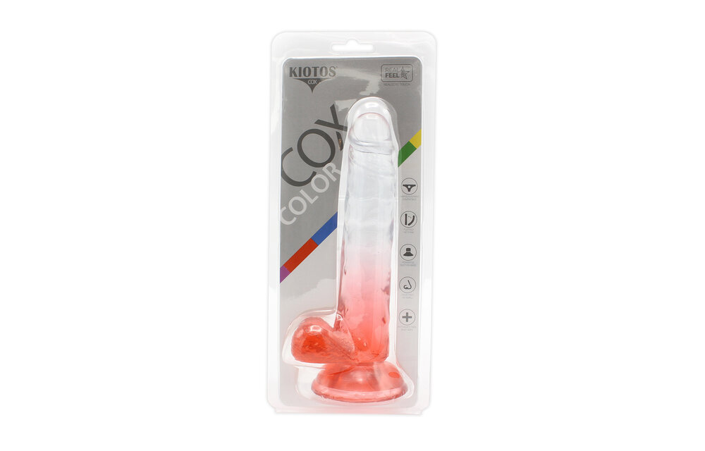 Kiotos Cox Colour Dildo 05 18 cm - Transparent Red With Suction Cup