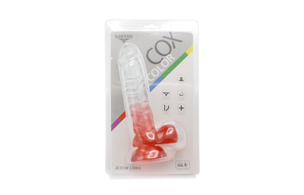 Kiotos Cox Dildo Red 22.5 cm Transparent with Suction Cup