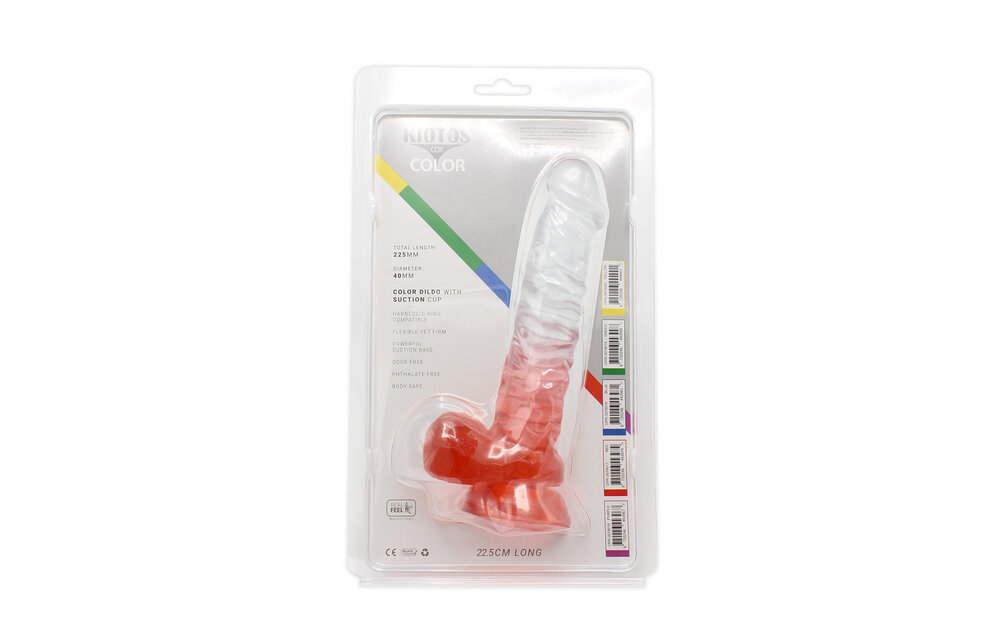 Kiotos Cox Dildo Rot 22,5 cm Transparent mit Saugnapf