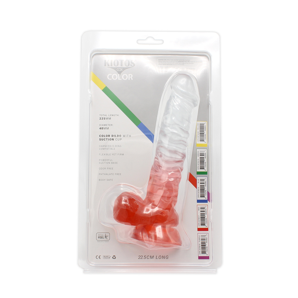 Kiotos Cox Dildo Red 22.5 cm Transparent with Suction Cup