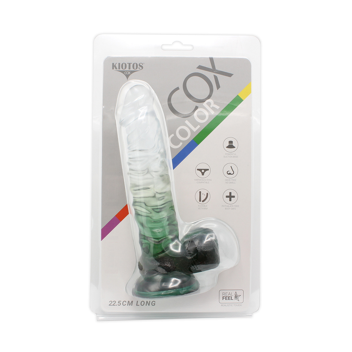 Kiotos Cox Kleur Dildo 04 Groen 22,5 cm met Zuignap