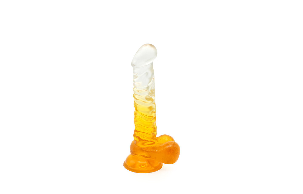 Kiotos Cox Transparenter gelber Dildo 22,5 cm – Weich & Saugnapf