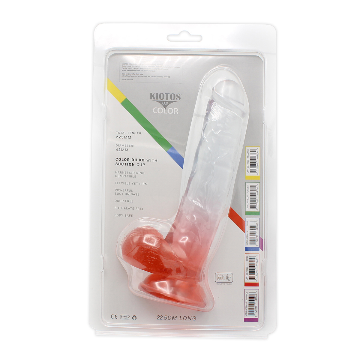 Kiotos Cox Kleur Dildo 22,5 cm Rood Transparant – Veilig & Echt
