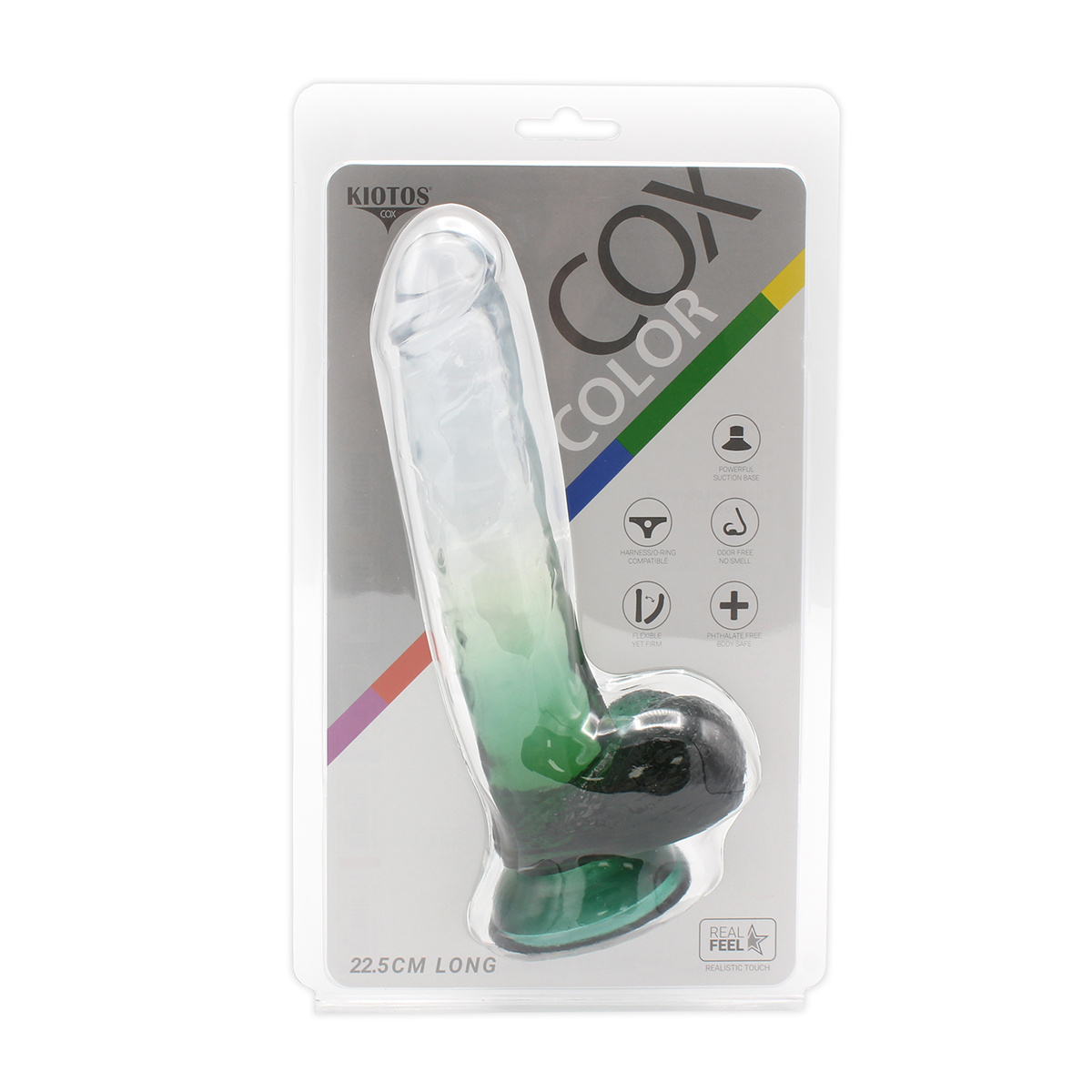 Kiotos Cox Colour Dildo 06 Green 22.5 cm – Suction Cup & TPE