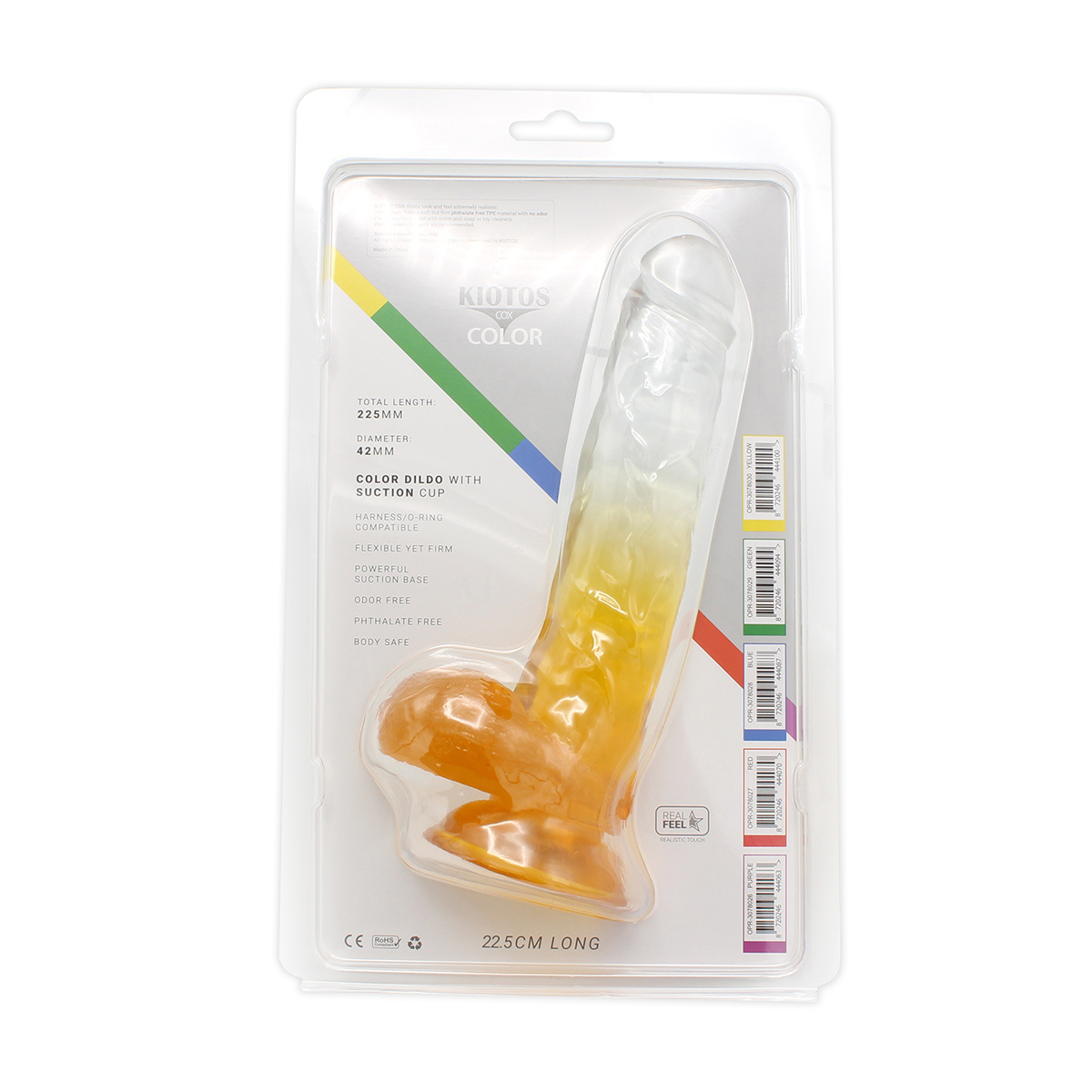 Kiotos Cox Colour Dildo Yellow 22.5 cm - Realistic & Suction Cup