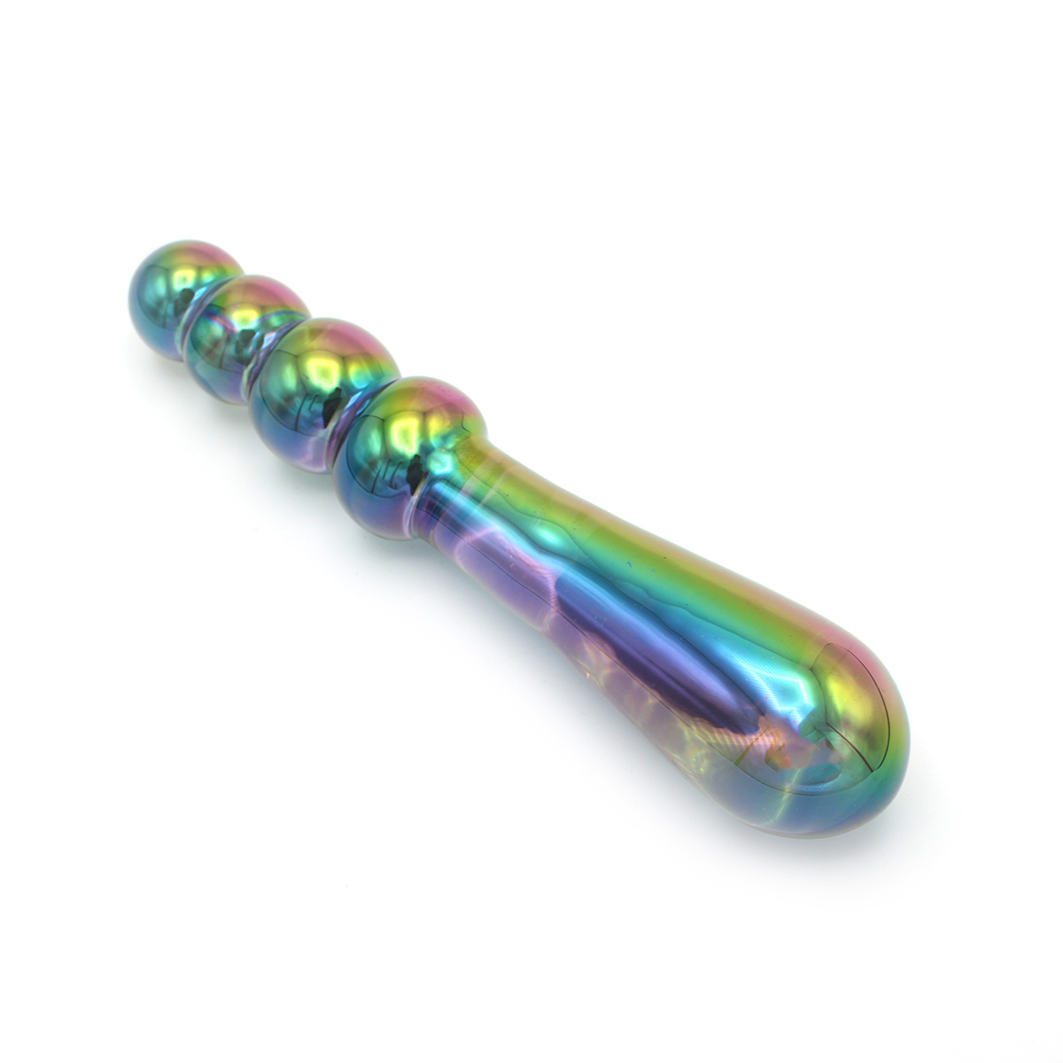 Glazen Dildo Kralen Rainbow 18 cm – Handgemaakt & Kleurrijk