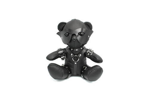 Eddy BDSM Teddy Black – Kinky Leather Cuddly Toy & Decoration