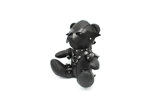 Eddy BDSM Teddy Black – Kinky Leather Cuddly Toy & Decoration