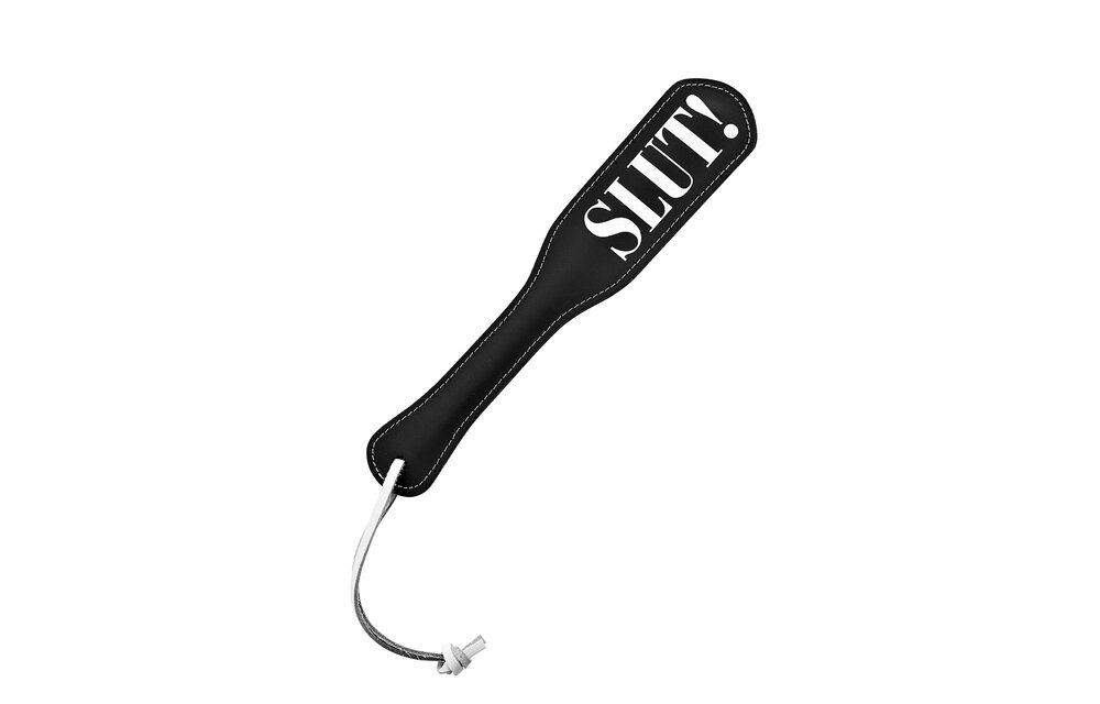 Paddle SLUT! Wit – Luxe leren BDSM-accessoire Kiotos