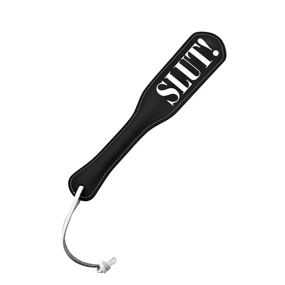 Paddle SLUT! White – Luxury leather BDSM accessory Kiotos