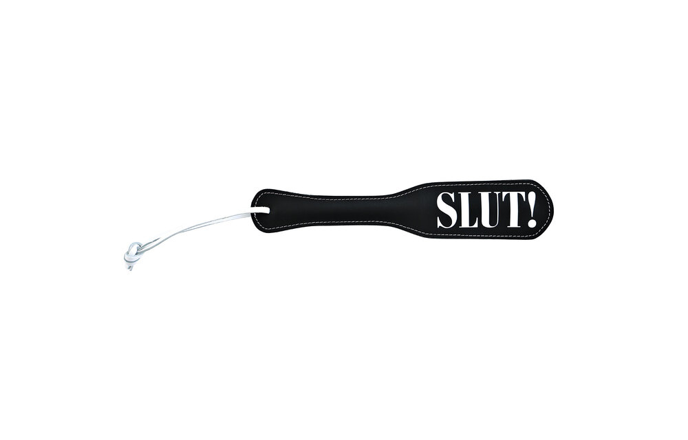 Paddle SLUT! Weiß – Luxuriöses Leder-BDSM-Accessoire von Kiotos