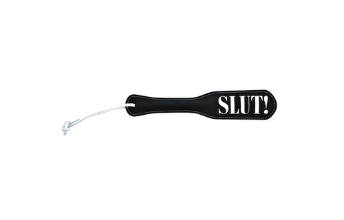 Paddle SLUT! White – Luxury leather BDSM accessory Kiotos