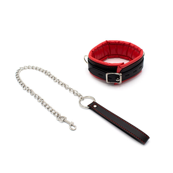 Red and Black Collar Set with Leather Strap – Stylish & Durable