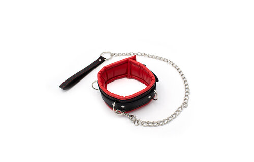 Rood-Zwarte Halsband Set Met Lederen Riem – Stijlvol & Duurzaam