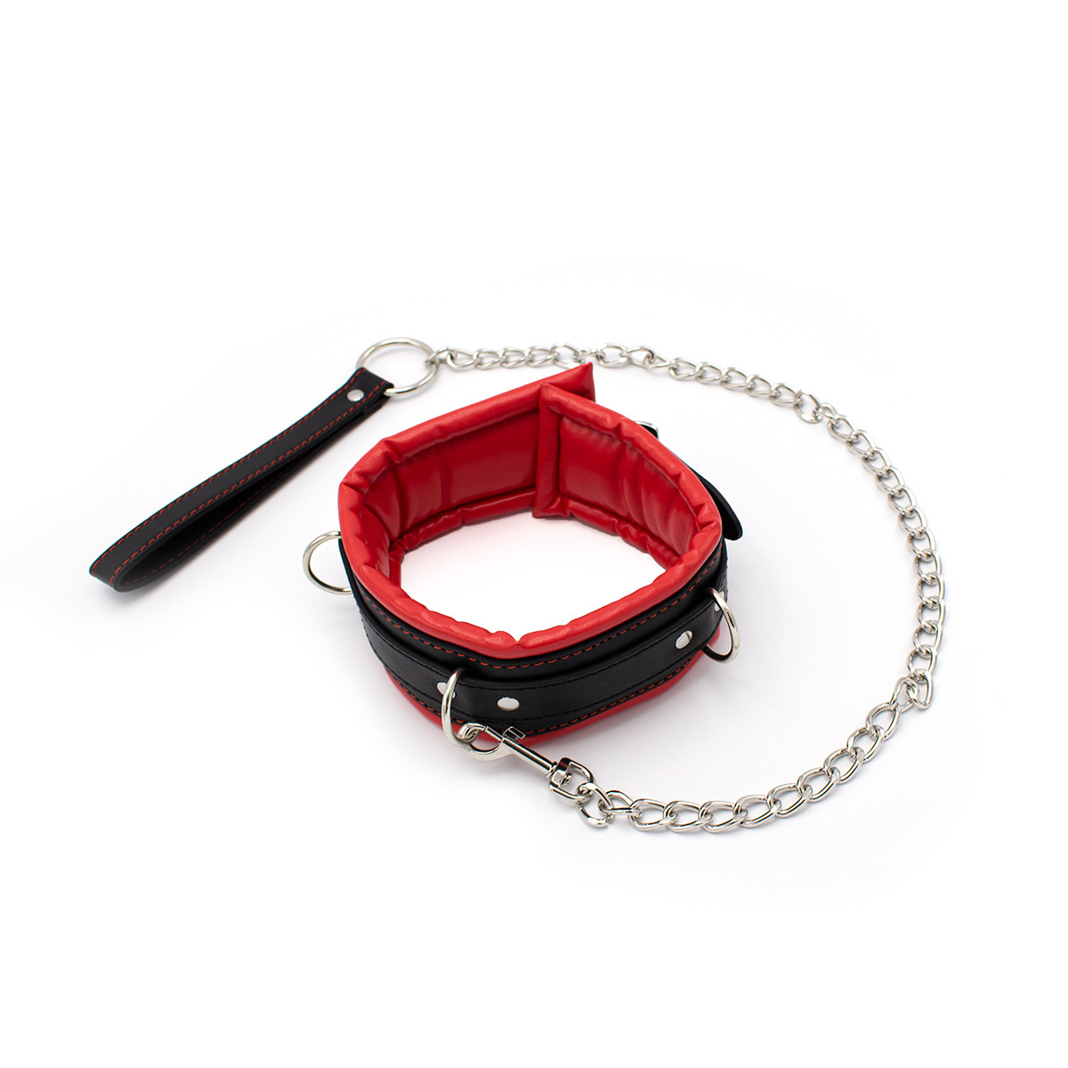 Red and Black Collar Set with Leather Strap – Stylish & Durable