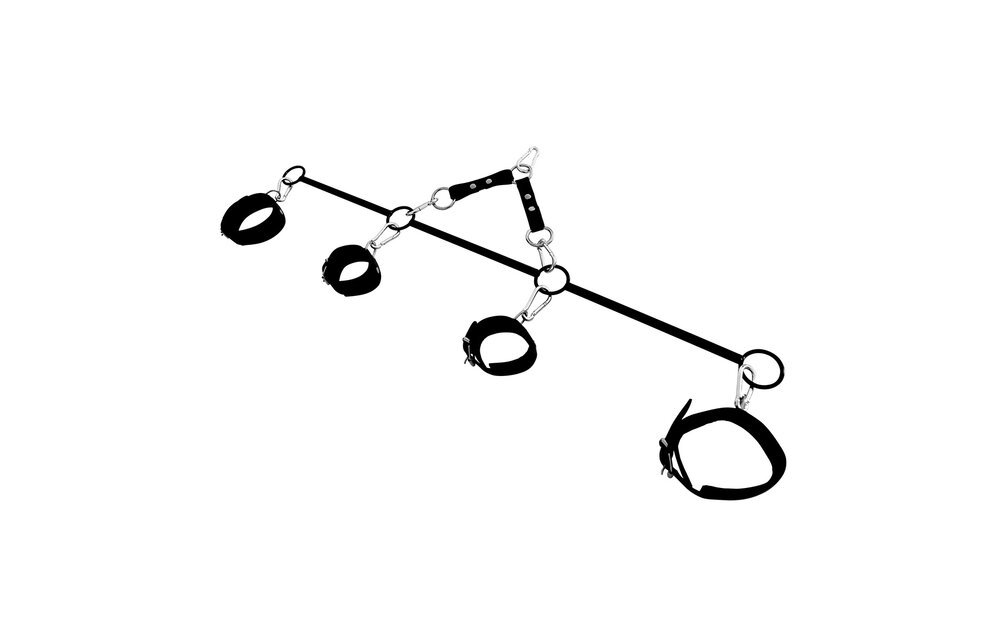 Spreader Bar Quadruple O-Ring | Adjustable Leather Cuffs