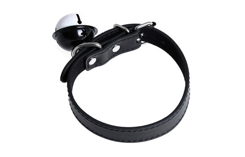 Elegant Black Collar With Bell Made Of Premium PU Leather | Kiotos