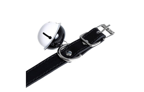Elegante Zwarte Halsband Met Bel Van Premium Pu-Leer | Kiotos