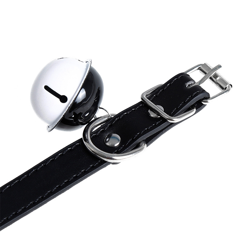 Elegante Zwarte Halsband Met Bel Van Premium Pu-Leer | Kiotos