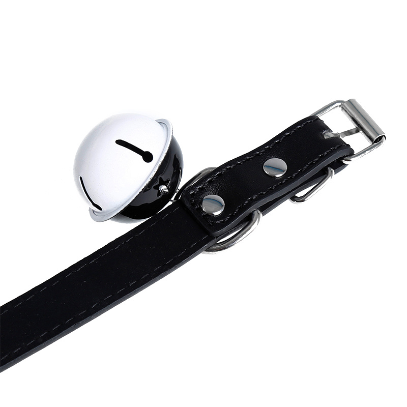 Elegante Zwarte Halsband Met Bel Van Premium Pu-Leer | Kiotos