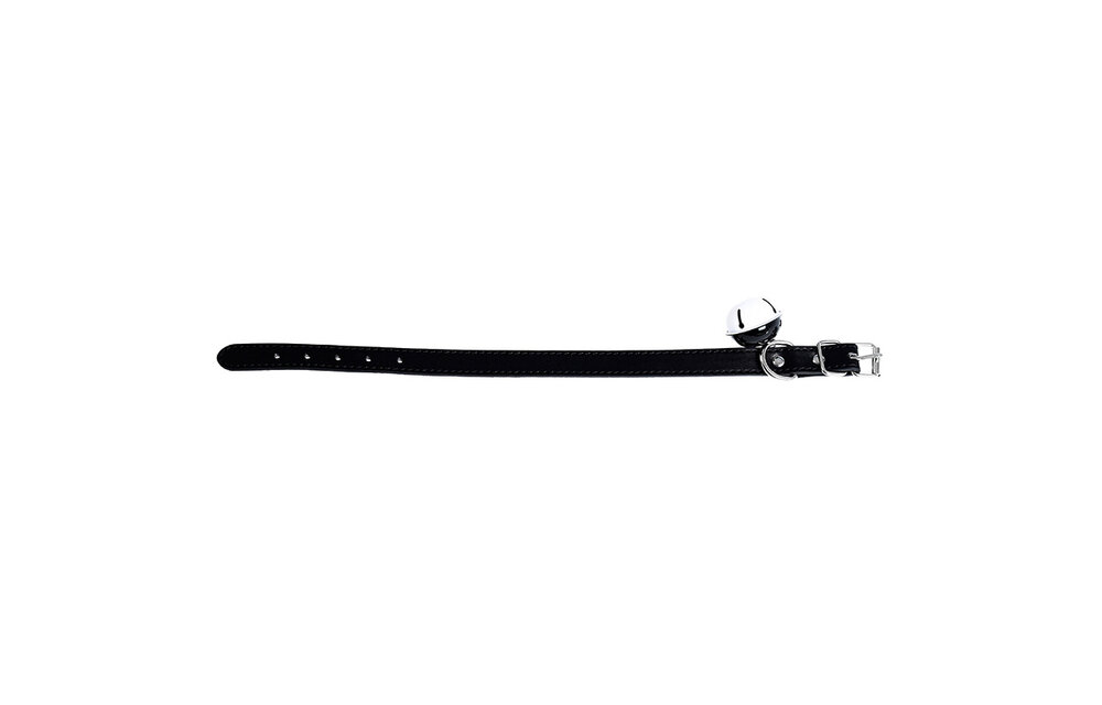 Elegante Zwarte Halsband Met Bel Van Premium Pu-Leer | Kiotos