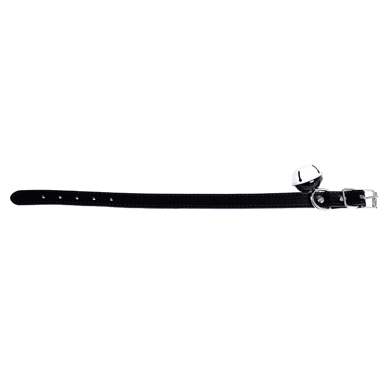 Elegante Zwarte Halsband Met Bel Van Premium Pu-Leer | Kiotos