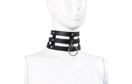 Triple O-Ring Strap Collar PU-Leder – Stilvolles Luxus-Halsband