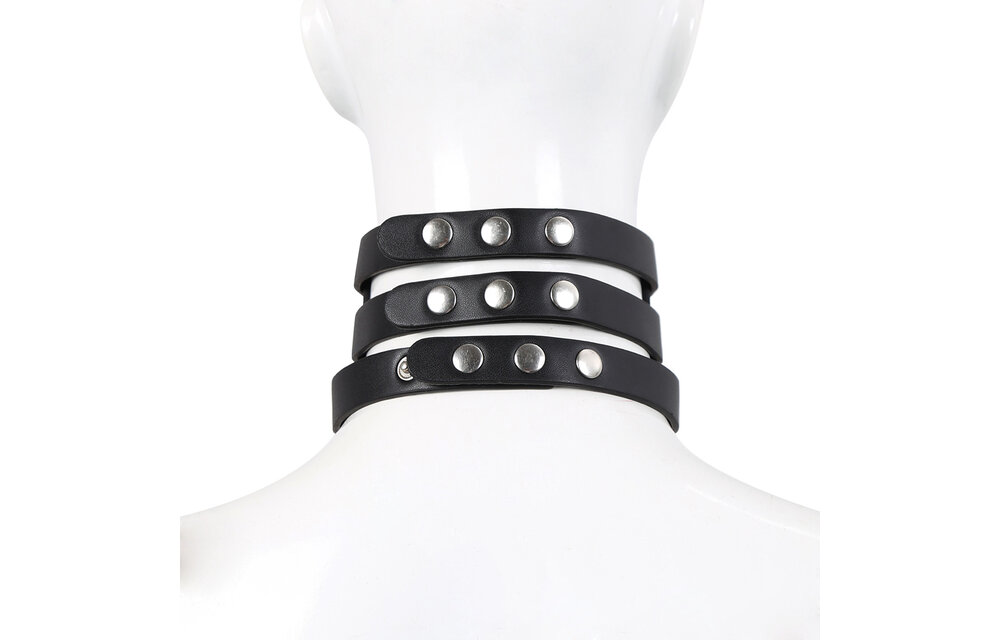 Triple O-Ring Strap Collar Pu-Leer - Stijlvolle Luxe Halsband
