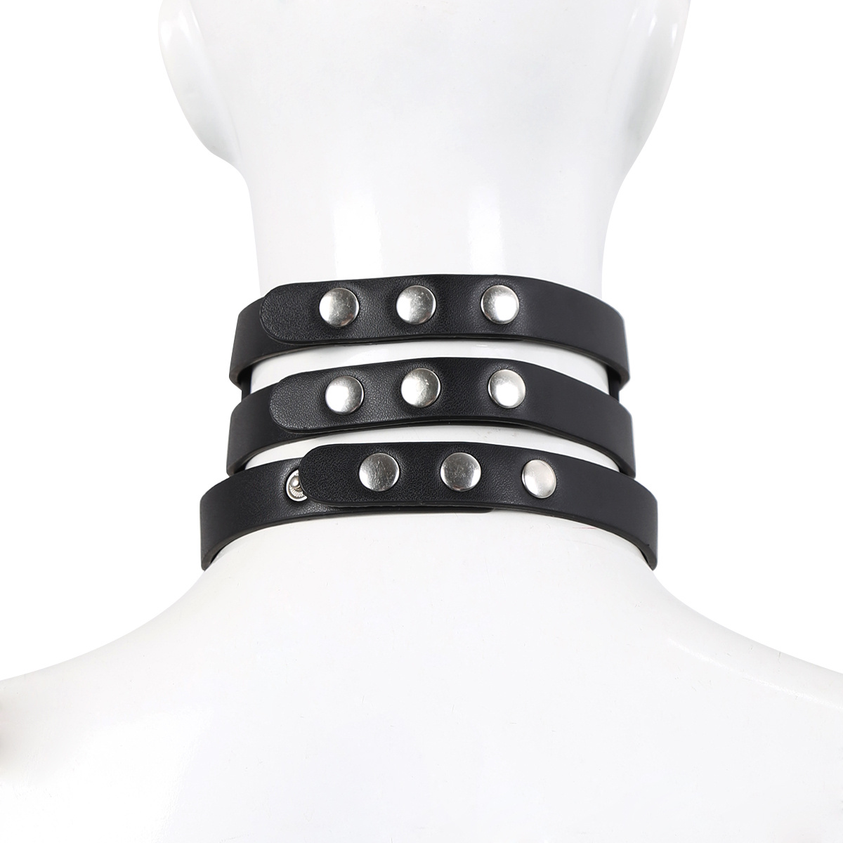 Triple O-Ring Strap Collar Pu-Leer - Stijlvolle Luxe Halsband