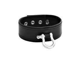 Leather Collar with Metal Buckle & Adjustable Press Studs