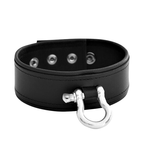 Leather Collar with Metal Buckle & Adjustable Press Studs