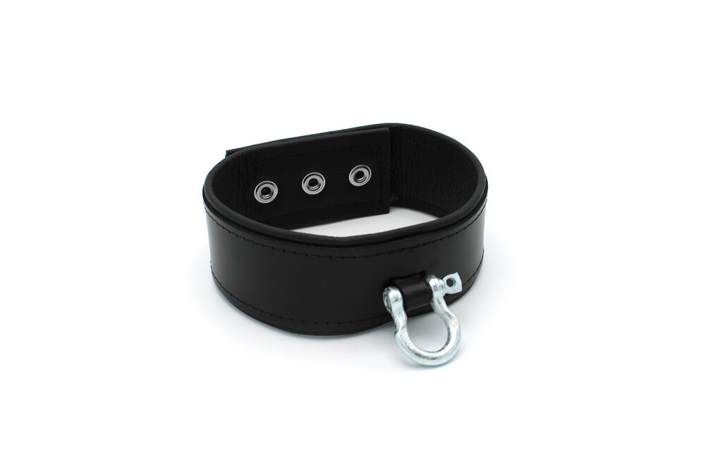 Leather Collar with Metal Buckle & Adjustable Press Studs