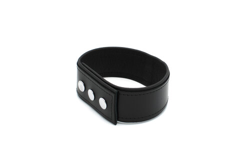 Leather Collar with Metal Buckle & Adjustable Press Studs