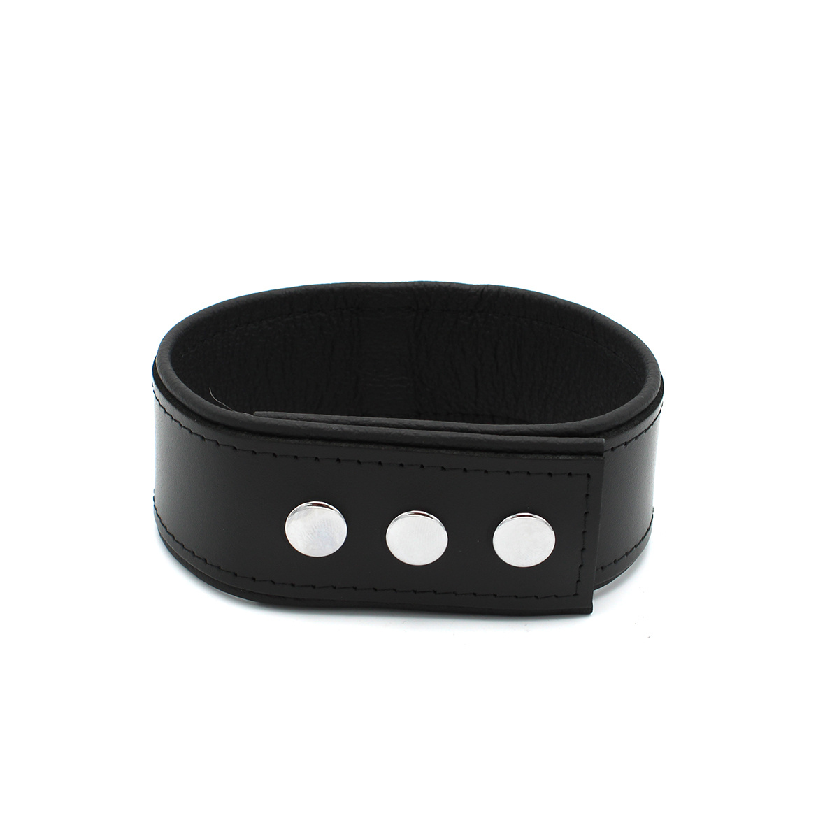 Leather Collar with Metal Buckle & Adjustable Press Studs