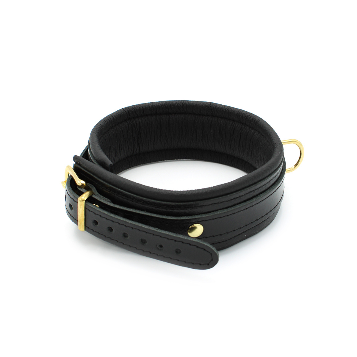 Glänzendes schwarzes Leder-BDSM-Halsband | Stil & Komfort