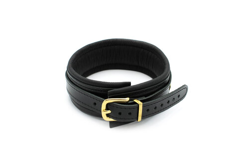 Glänzendes schwarzes Leder-BDSM-Halsband | Stil & Komfort