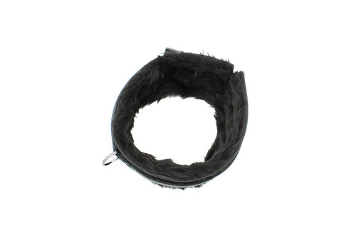 Black Leather Collar With Soft Fluffy Lining | Kiotos