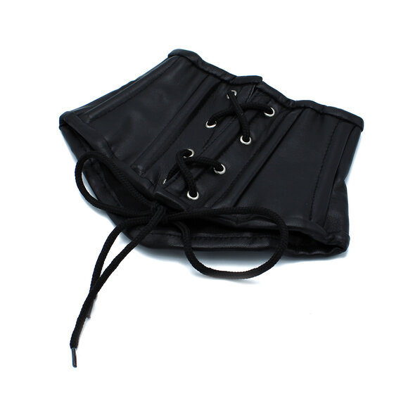 Black Leather Corset Collar With Laces - Stylish & Comfortable