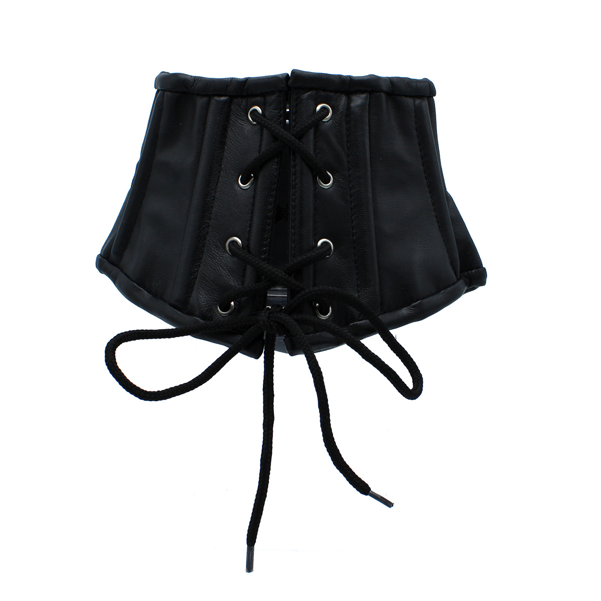 Black Leather Corset Collar With Laces - Stylish & Comfortable