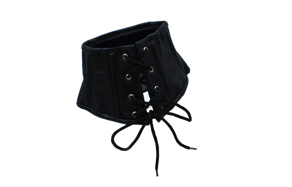 Zwarte Leren Korsetkraag Met Veters - Stijlvol & Comfortabel