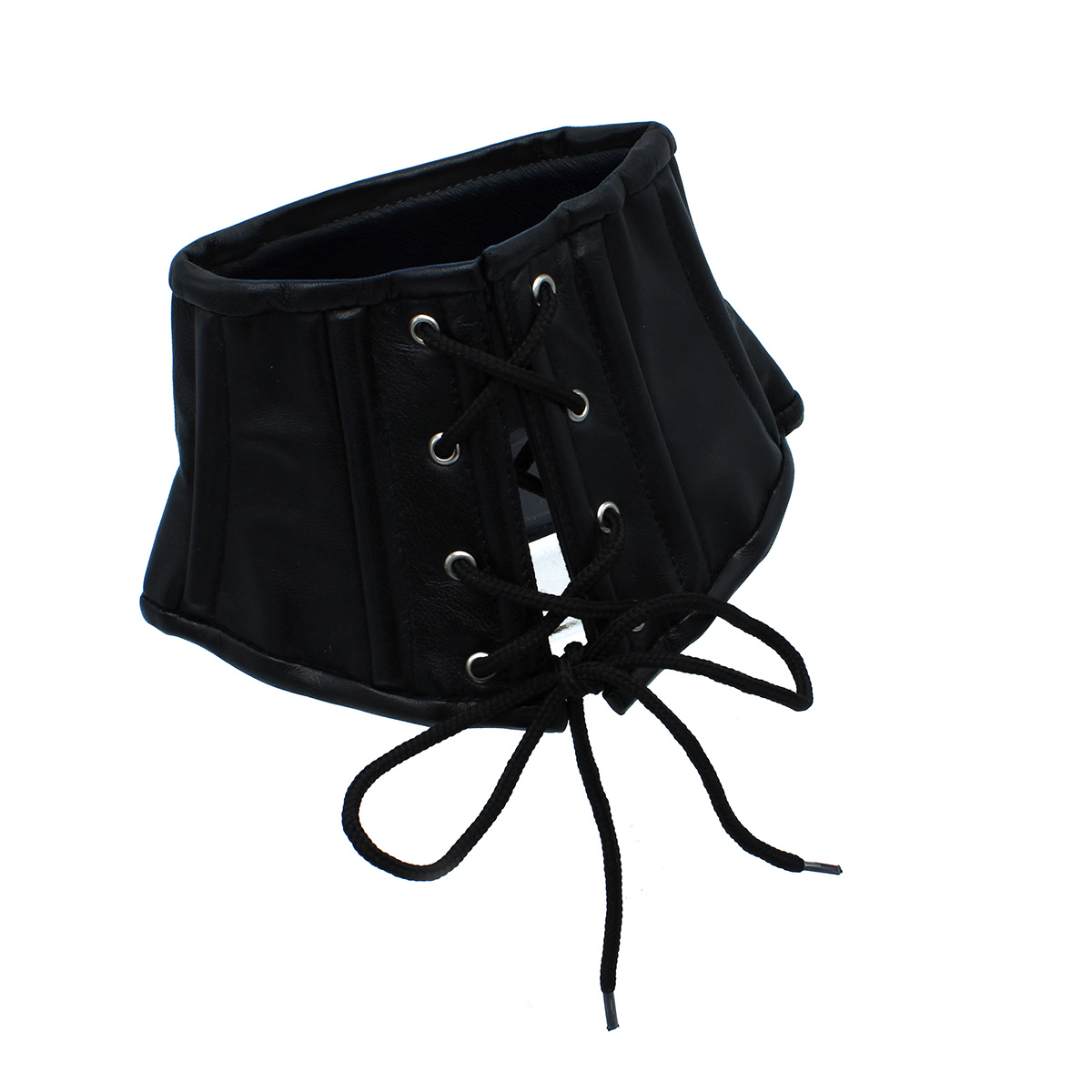 Black Leather Corset Collar With Laces - Stylish & Comfortable