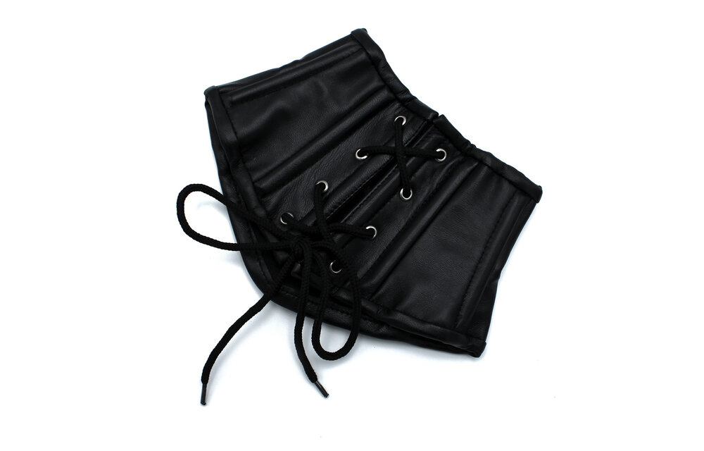 Black Leather Corset Collar With Laces - Stylish & Comfortable