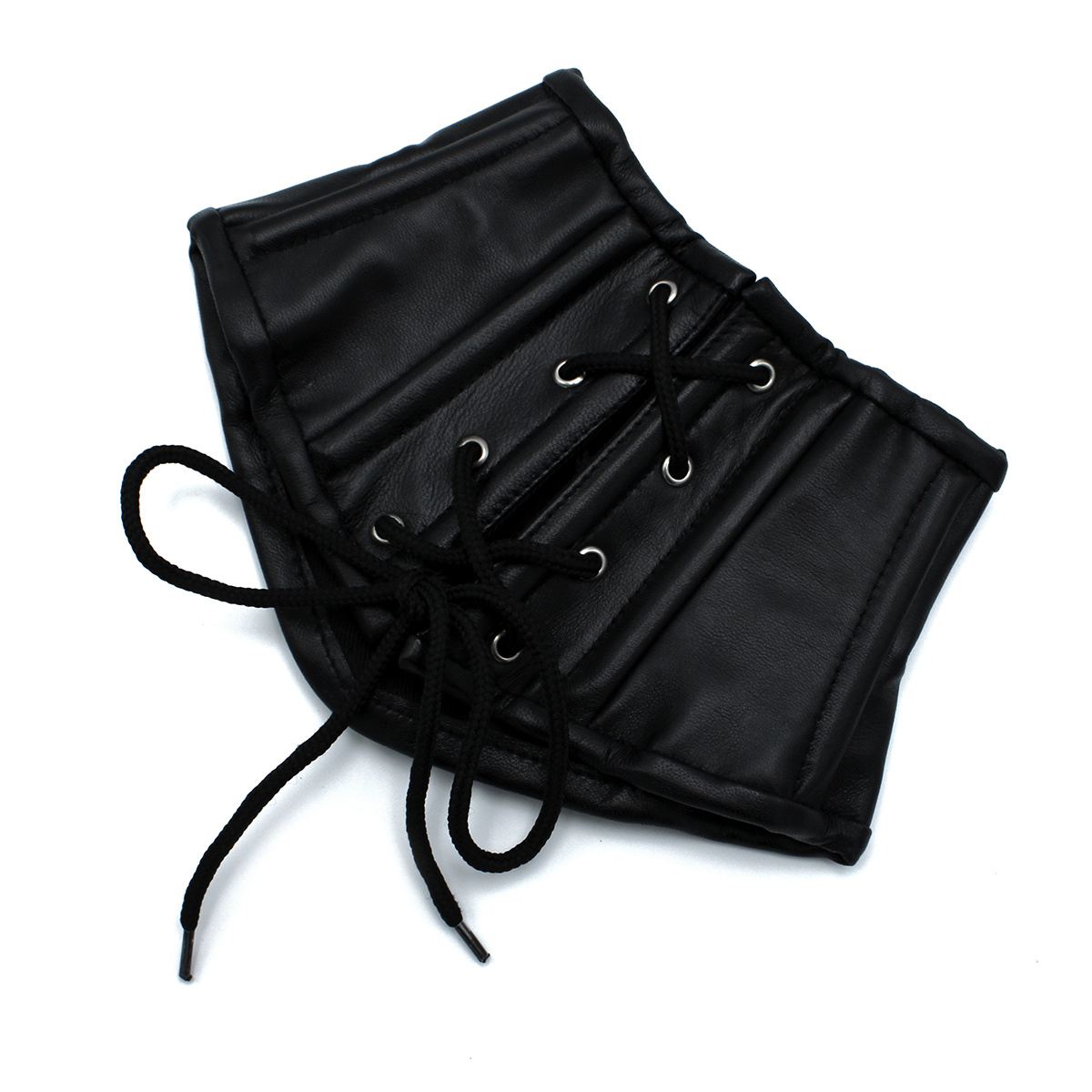 Black Leather Corset Collar With Laces - Stylish & Comfortable