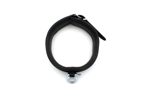 Schwarzes Leder-BDSM-Halsband mit Metallbügel | Kiotos Leather