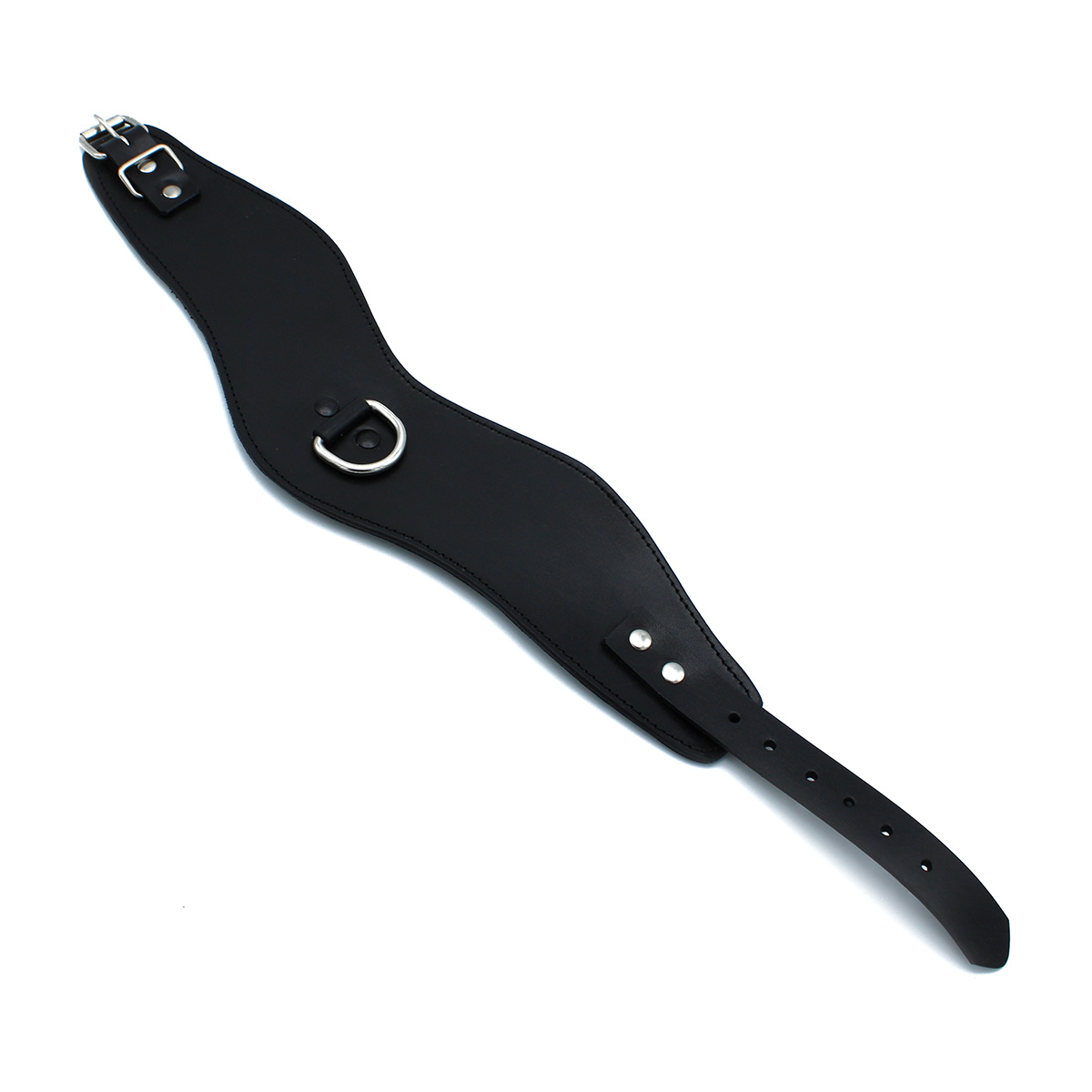 Schwarzes Lederhalsband 54 cm mit D-Ring – Stilvoll & bequem