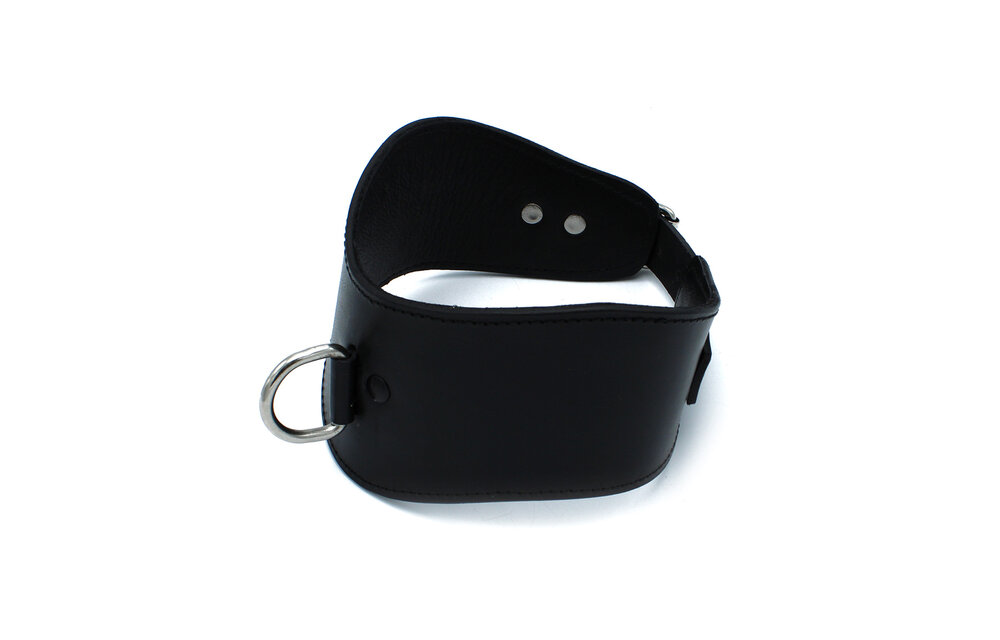 Schwarzes Lederhalsband 54 cm mit D-Ring – Stilvoll & bequem