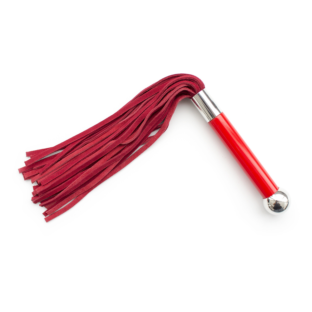 Rode leren flogger met acryl handvat | Compact & stevig