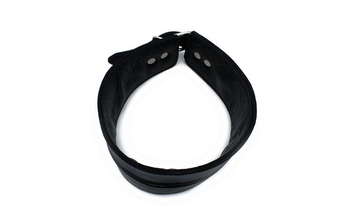 Zwarte Leren Hoge Halsband Met Rits – Stijlvol & Sterk