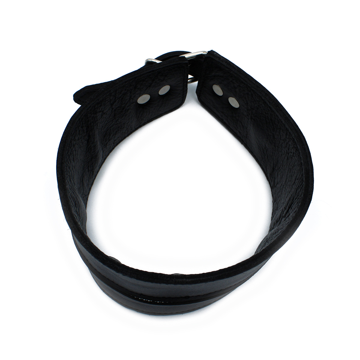 Black Leather High Collar with Zipper – Stylish & Strong