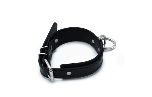 Zwarte Leren Halsband Met Grote O-Ring – Verstelbaar & Stoer